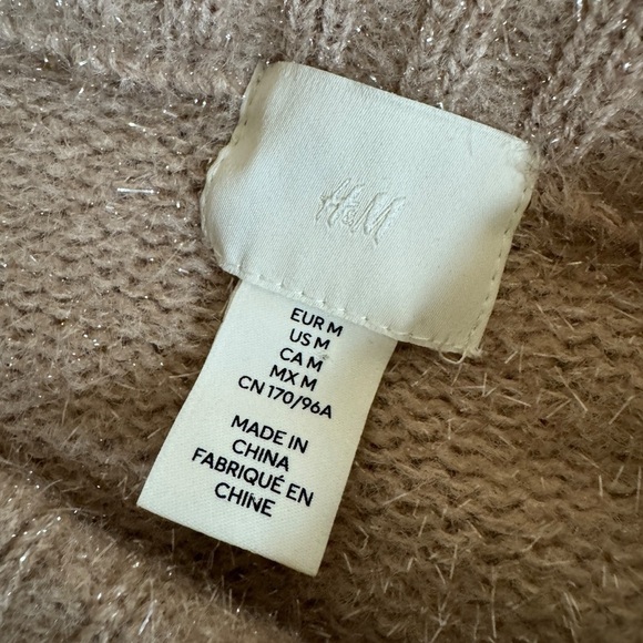 H&M shimmer Knit sweater womens medium pink beige - Picture 4 of 8